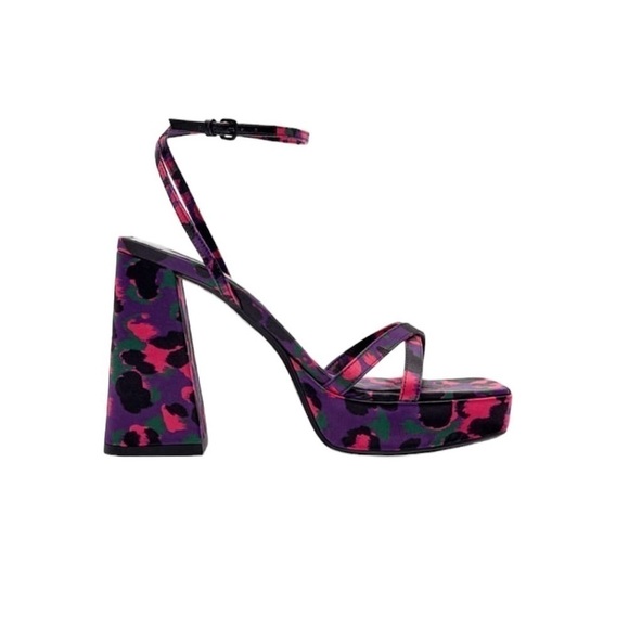 Zara Printed Platform Sandal. Pink Purple Black Size 38 / 7.5 #869 NWOT - Picture 5 of 11